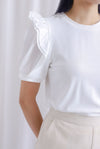 Paige Ruffle Puffy Sleeve Top In White