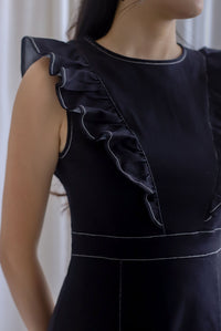 Paloma V Ruffle Denim Dress In Black