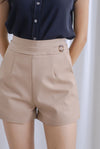 Pegs Marble Ring Button Shorts In Camel