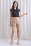 Pegs Marble Ring Button Shorts In Camel