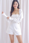 Pegs Marble Ring Button Shorts In White