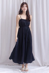 Penelope Multi Pleats Spag Jumpsuit In Black