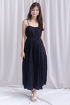 Penelope Multi Pleats Spag Jumpsuit In Black