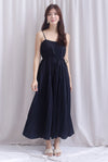 Penelope Multi Pleats Spag Jumpsuit In Black
