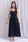 Penelope Multi Pleats Spag Jumpsuit In Black