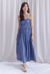 Penelope Multi Pleats Spag Jumpsuit In Steel Blue