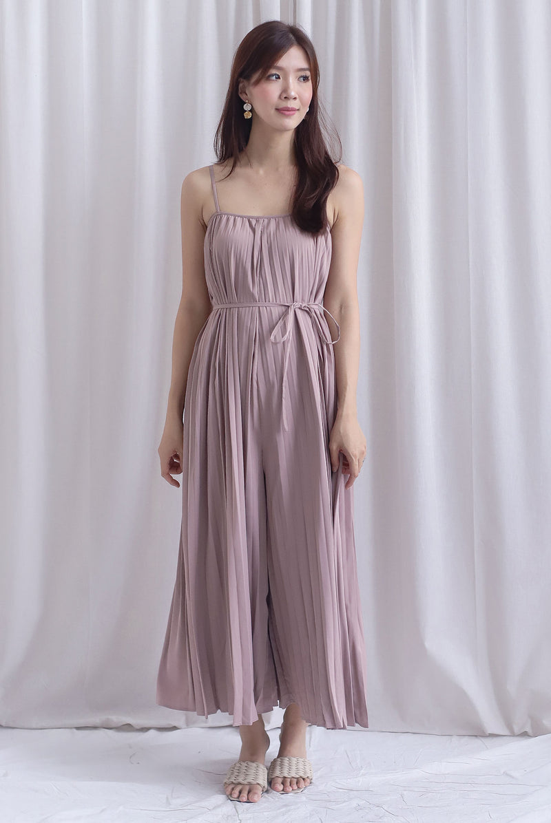 Penelope Multi Pleats Spag Jumpsuit In Blush