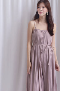 Penelope Multi Pleats Spag Jumpsuit In Blush