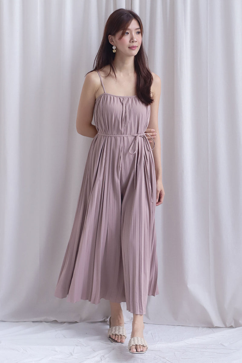 Penelope Multi Pleats Spag Jumpsuit In Blush