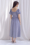 Poppy Puffy Sleeve Tie Front Midi Dress In Black Gingham