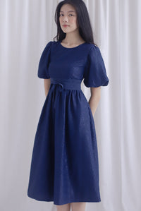 Primrose Two Ways Sleeve Lace Maxi Dress In Navy Blue