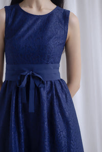 Primrose Two Ways Sleeve Lace Maxi Dress In Navy Blue