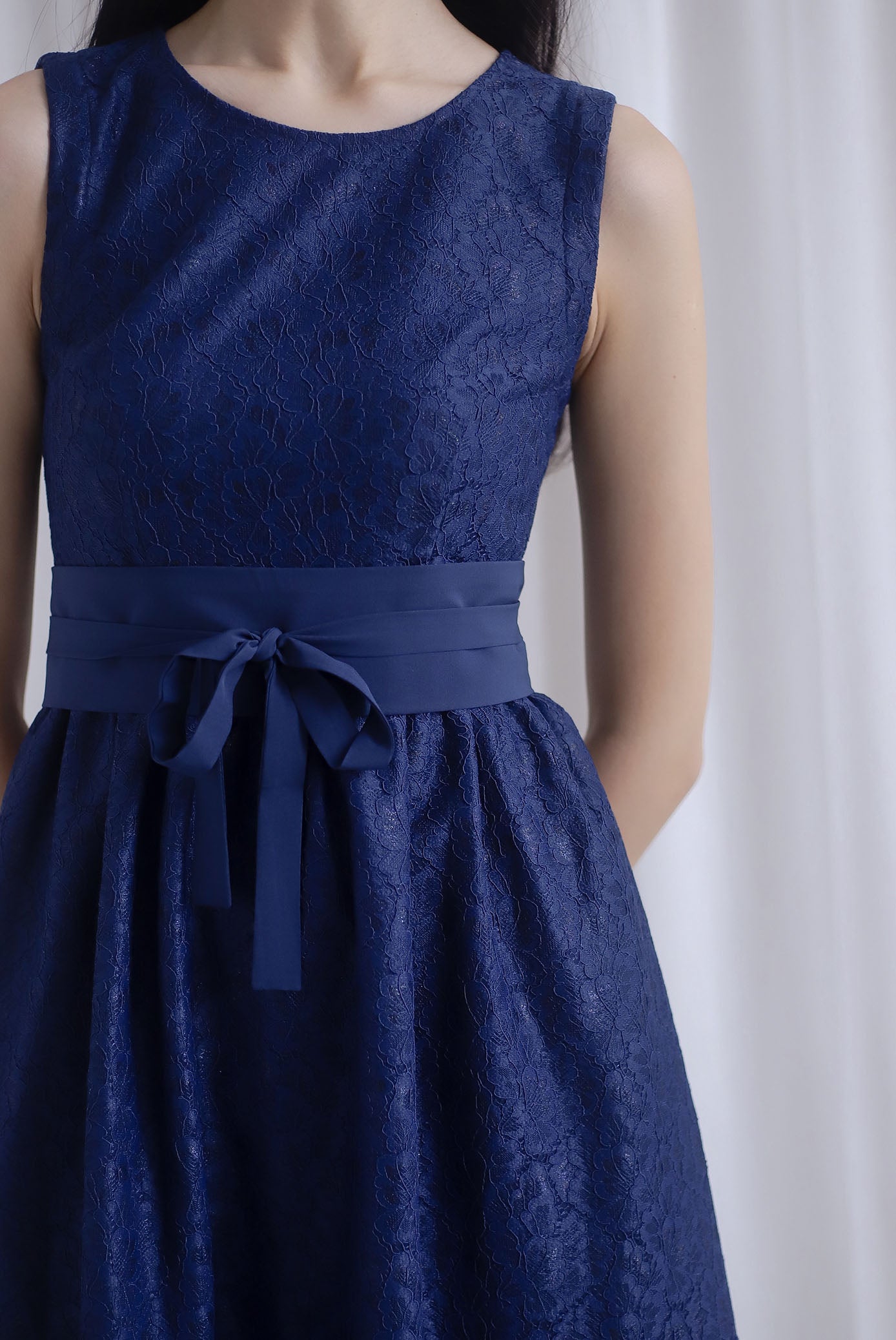 Primrose Two Ways Sleeve Lace Maxi Dress In Navy Blue