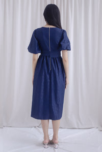 Primrose Two Ways Sleeve Lace Maxi Dress In Navy Blue