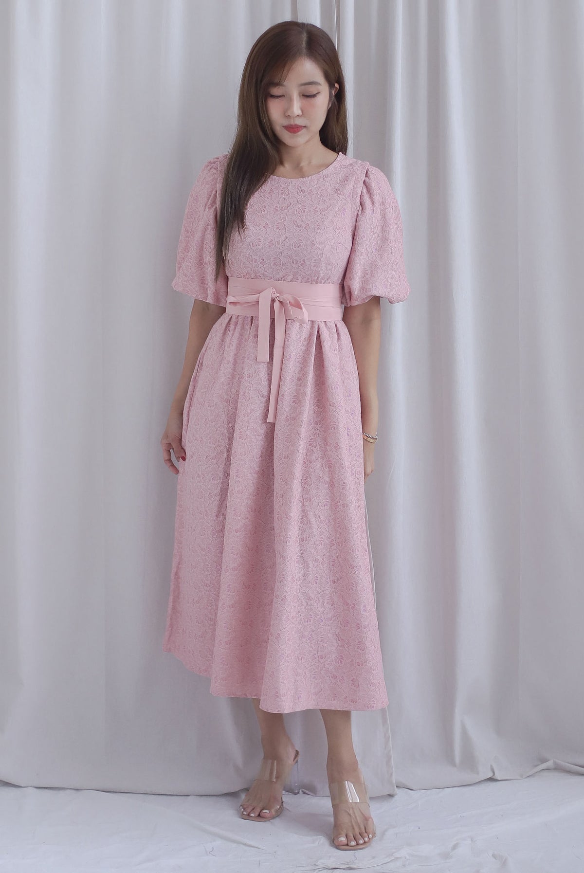 Primrose Two Ways Sleeve Lace Maxi Dress In Pink