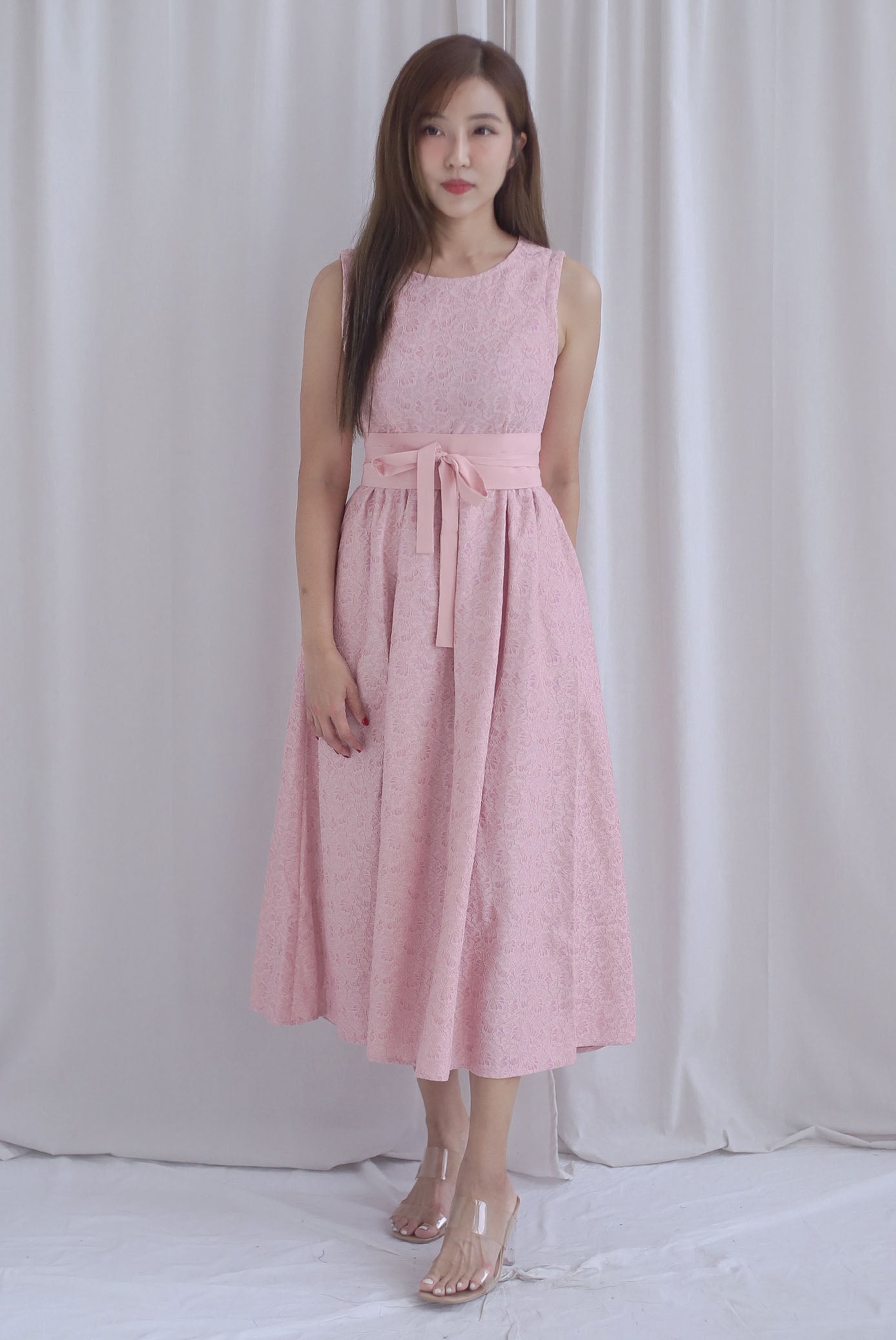 Primrose Two Ways Sleeve Lace Maxi Dress In Pink