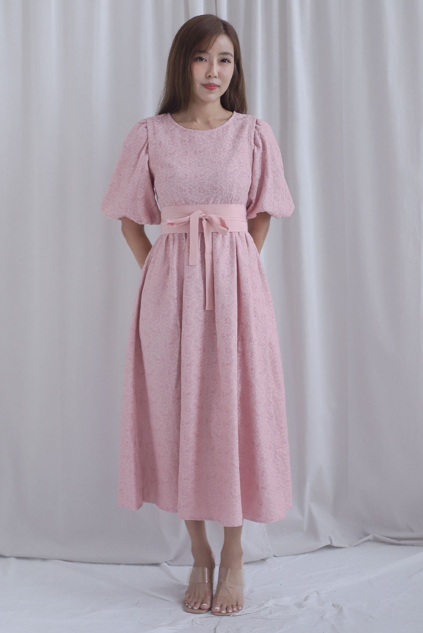 Primrose Two Ways Sleeve Lace Maxi Dress In Pink