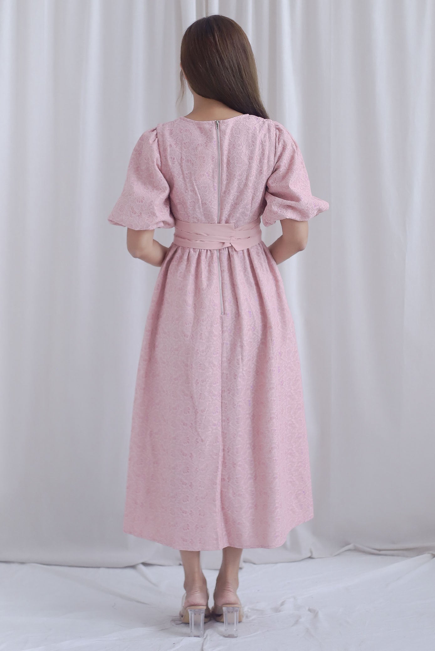 Primrose Two Ways Sleeve Lace Maxi Dress In Pink