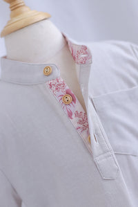 *Kids* TDC Pierce Boy Mandarin Collar Shirt In Pink Porcelain