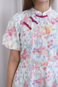 Prosperity Embro Floral Paint Cheong Sam Dress In Candy Pink