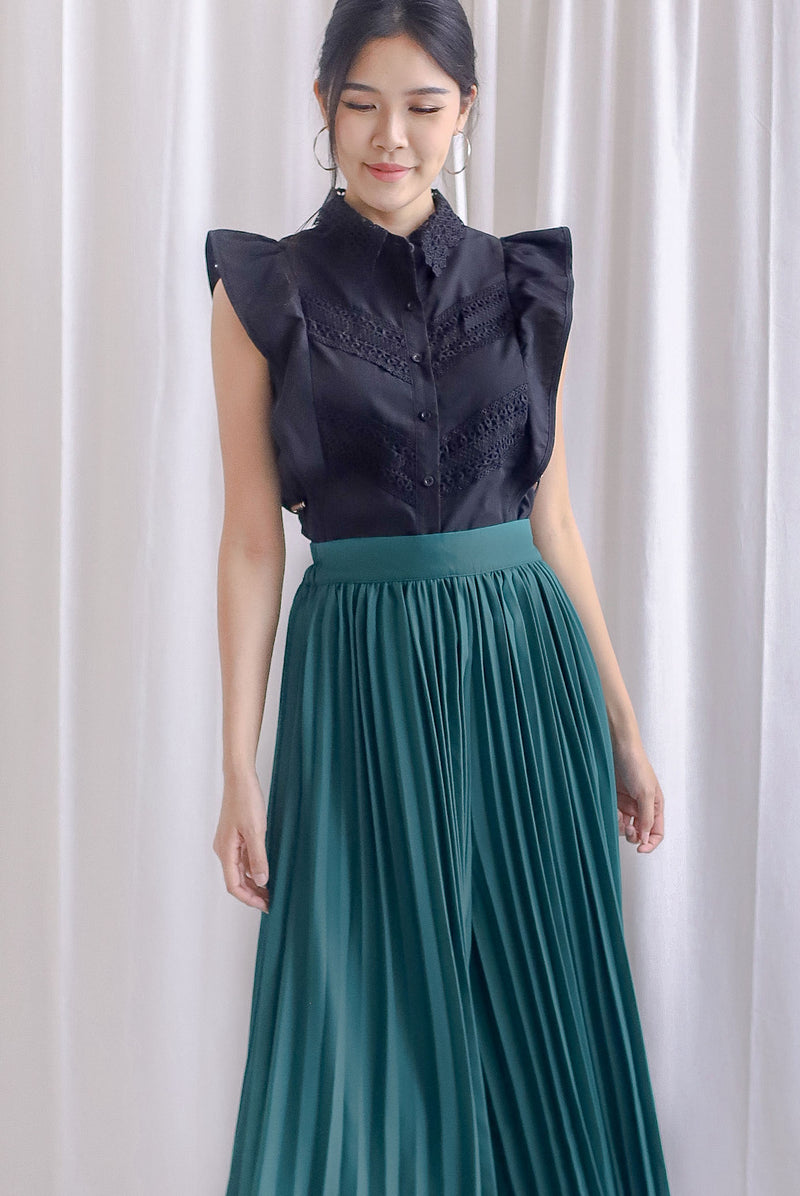 Nicole Pleated Maxi Pants In Forest Green
