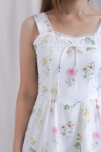 *Restocked* Raison Diamond Lattice Trim Sleeveless Midi Dress In White