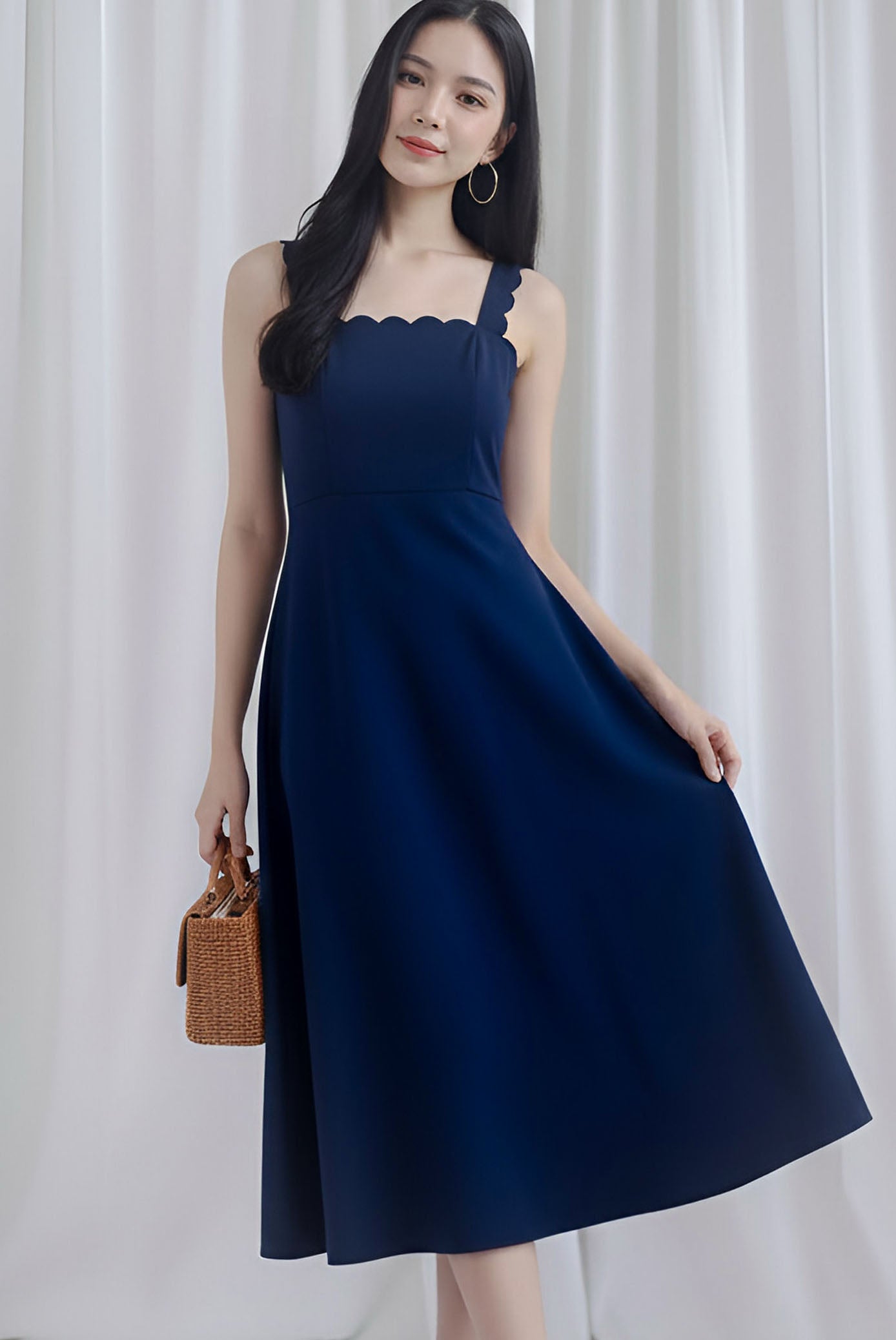 princess polly baby blue dress Stetson Heather Navy Blue Long Sleeve Skater Dress main image 1