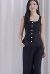 Raquel Buttons Vest Top In Black