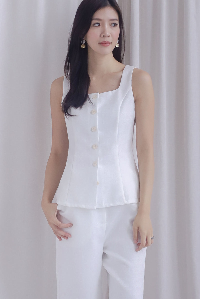 Raquel Buttons Vest Top In White