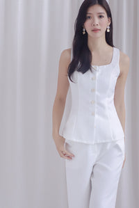 Raquel Buttons Vest Top In White