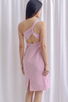 Reverie Padded Twist Back Toga Dress In Pink