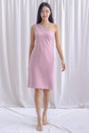 Reverie Padded Twist Back Toga Dress In Pink