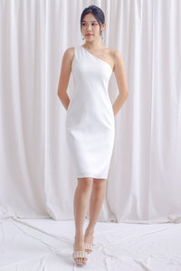 Reverie Padded Twist Back Toga Dress In White