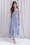 Ronnie Bow Strap Maxi Dress In Navy Stripes