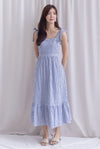 Ronnie Bow Strap Maxi Dress In Navy Stripes