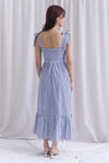 Ronnie Bow Strap Maxi Dress In Navy Stripes