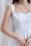 Ronnie Bow Strap Maxi Dress In Green Floral