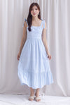Ronnie Bow Strap Maxi Dress In Skyblue Stripes