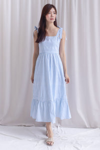 Ronnie Bow Strap Maxi Dress In Skyblue Stripes