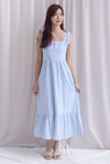 Ronnie Bow Strap Maxi Dress In Skyblue Stripes