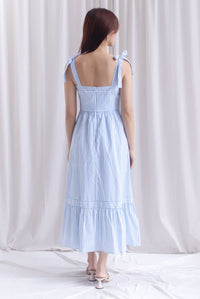 Ronnie Bow Strap Maxi Dress In Skyblue Stripes