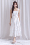 Ronnie Bow Strap Maxi Dress In Peach Floral