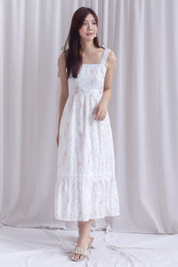 Ronnie Bow Strap Maxi Dress In Peach Floral