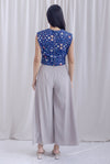 Sabel Floral Eyelet Top In Navy Blue