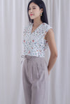 Sabel Floral Eyelet Top In White Festive