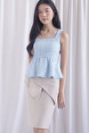 Sanders Tweed Peplum Top In Powder Blue