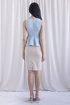 Sanders Tweed Peplum Top In Powder Blue