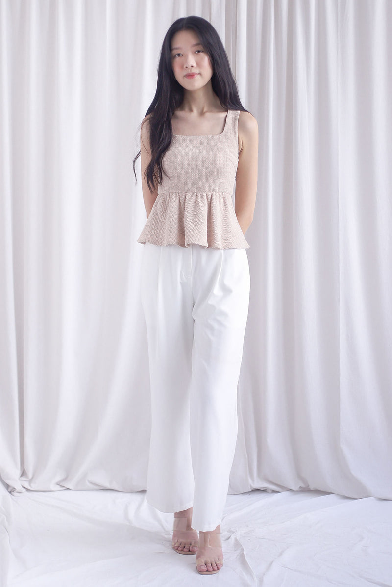 Sanders Tweed Peplum Top In Ecru