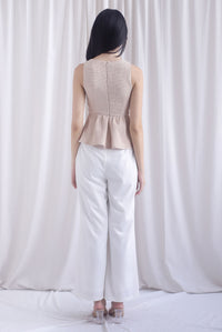 Sanders Tweed Peplum Top In Ecru