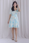 Seashell Puffy Sleeve Smocked Dress In Blue